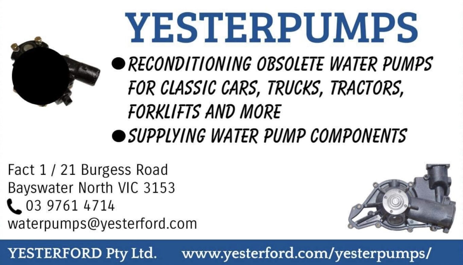 YESTERPUMPS Auto Water Pump Reconditioning Yesterford